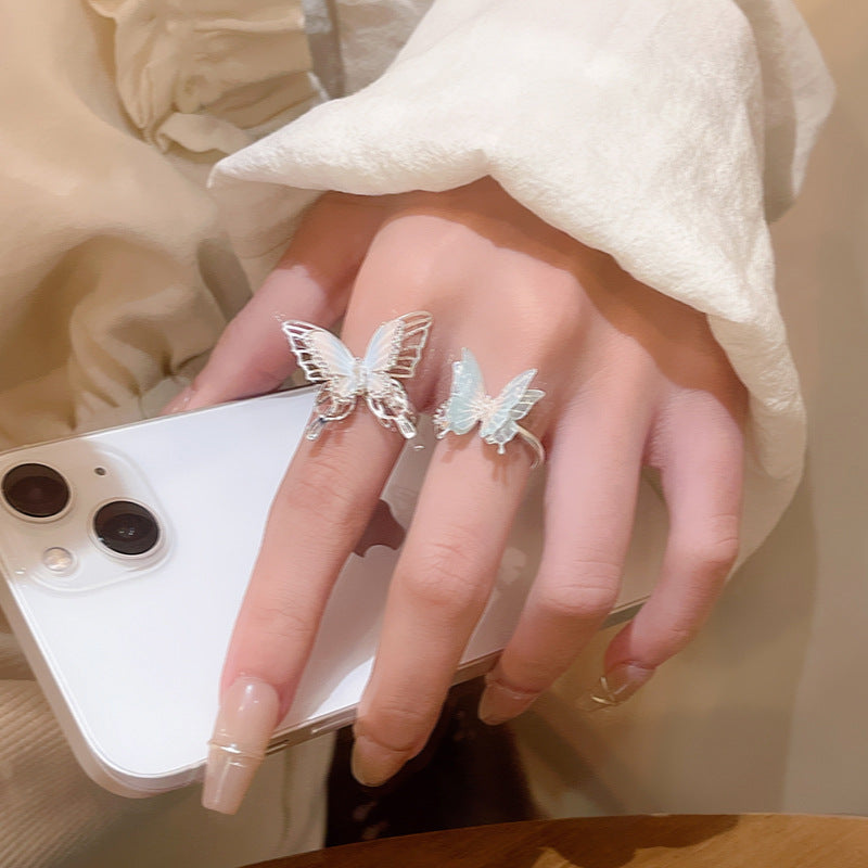 Butterfly Adjustable Ring for Women - Elegant and Lightweight Silver-Toned Design