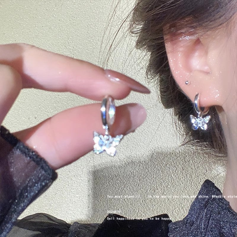 Butterfly Stud Earrings for Women - Minimalist Silver-Tone Elegant Design