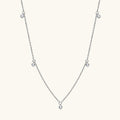 Necklace Delicate 925 Sterling Silver Moissanite Station Chain Collarbone Necklace