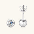 Earrings Minimalist Round Ball Stud Earrings with Moissanite Center Stone in Sterling Silver