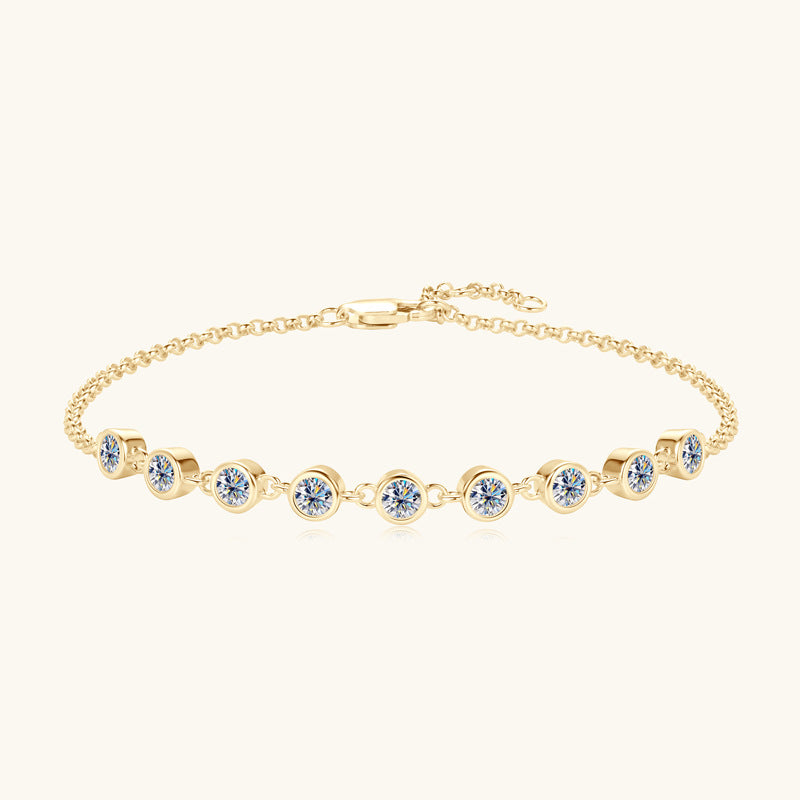 Bracelet Elegant Moissanite Bezel Set Sterling Silver Chain Bracelet with Adjustable Clasp