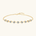 Bracelet Elegant Moissanite Bezel Set Sterling Silver Chain Bracelet with Adjustable Clasp