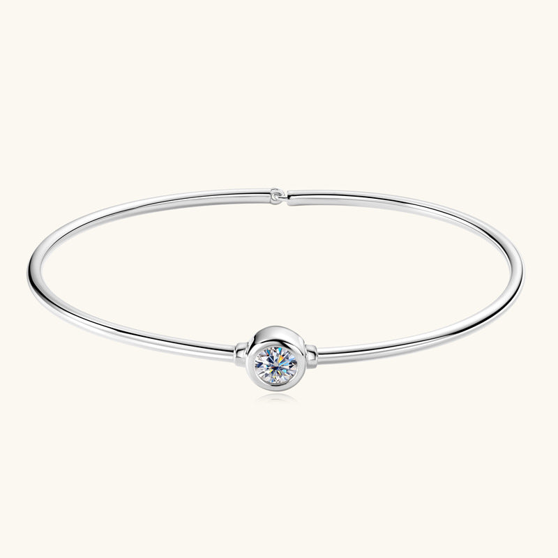 Bracelet Minimalist Moissanite Bubble Bangle S925 Sterling Silver Gold Plated Delicate Cuff