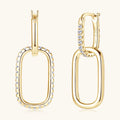 Earrings Asymmetric Moissanite Chain Link Drop Earrings in S925 Sterling Silver