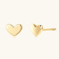 Earrings 10K Yellow Gold Heart Stud Earrings Minimalist Elegant Hypoallergenic Fashion Jewelry