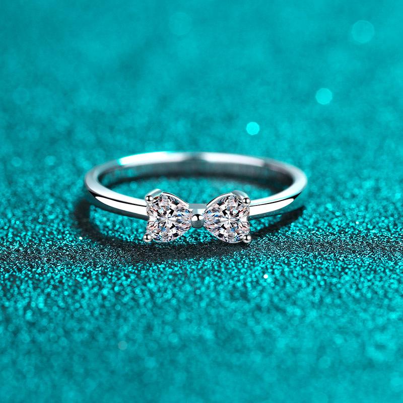 Heart-Shaped Moissanite Sterling Silver Ring with Platinum Plating