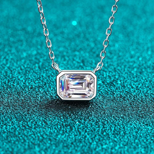 925 Sterling Silver Square Moissanite Layered Necklace with Platinum Plating