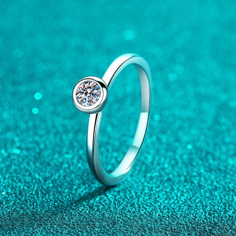 Women's Ring Geometric Bubble Design with 30-Point Moissanite in 925 Sterling Silver for Everyday Elegance