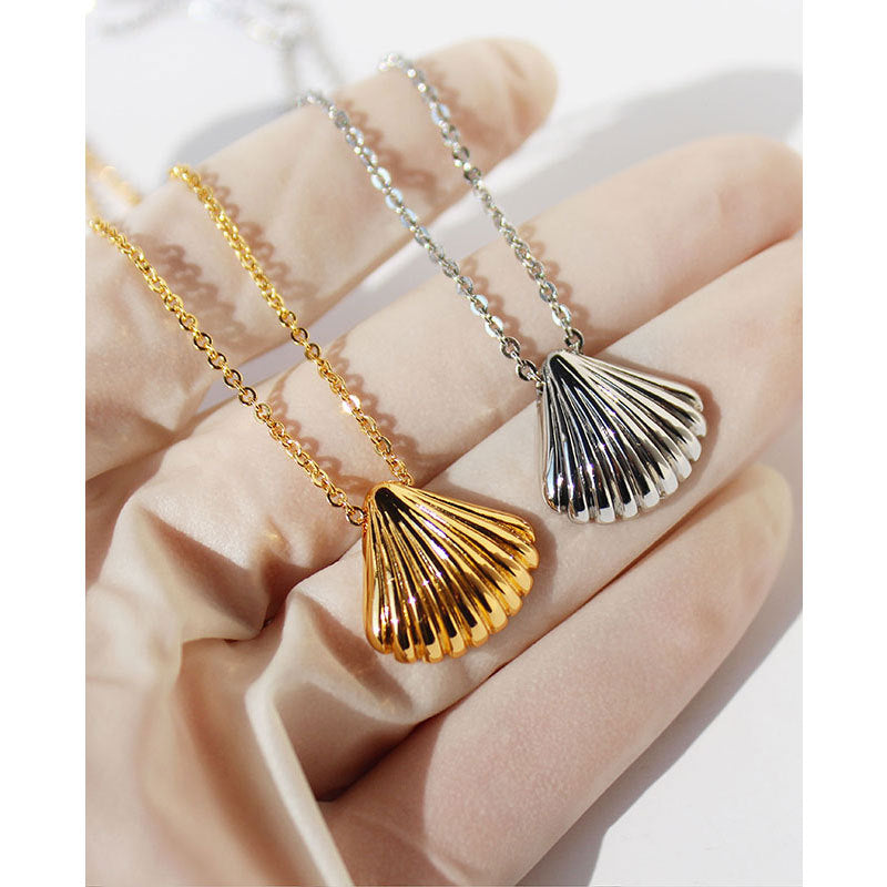 Gold and Silver-Tone Metal Shell Women's Necklace