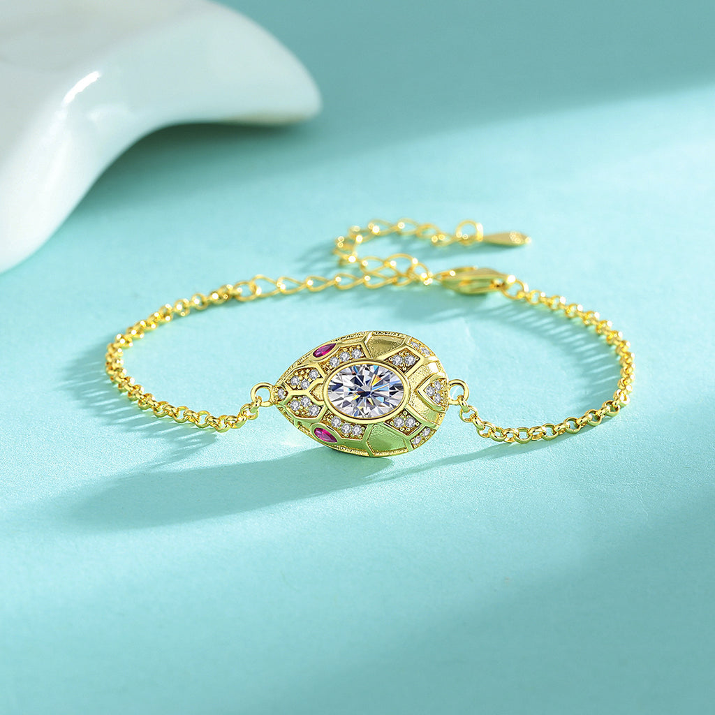 Bracelet S925 Sterling Silver Snake Head Design with Moissanite Stone Fashion Jewelry Set