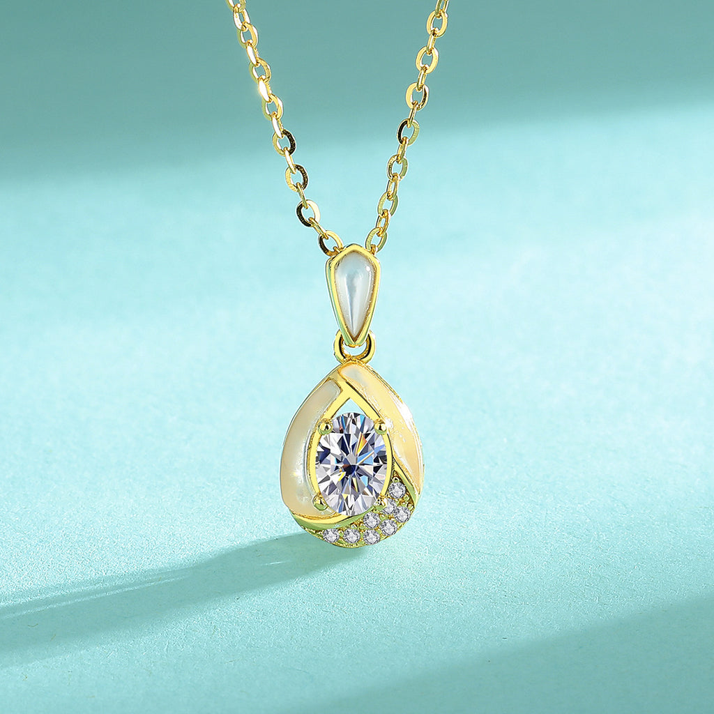 Necklace 925 Sterling Silver Teardrop Moissanite Collarbone Chain Delicate Pendant