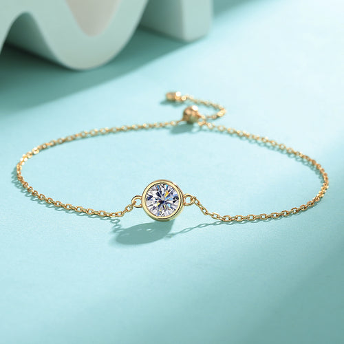 Bracelet - 925 Sterling Silver 1 Carat Moissanite Bubble Chain Minimalist Luxury Design
