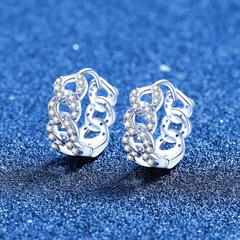 Earrings - Sterling Silver Twisted Infinity Moissanite Hoop Earrings with Elegant Design