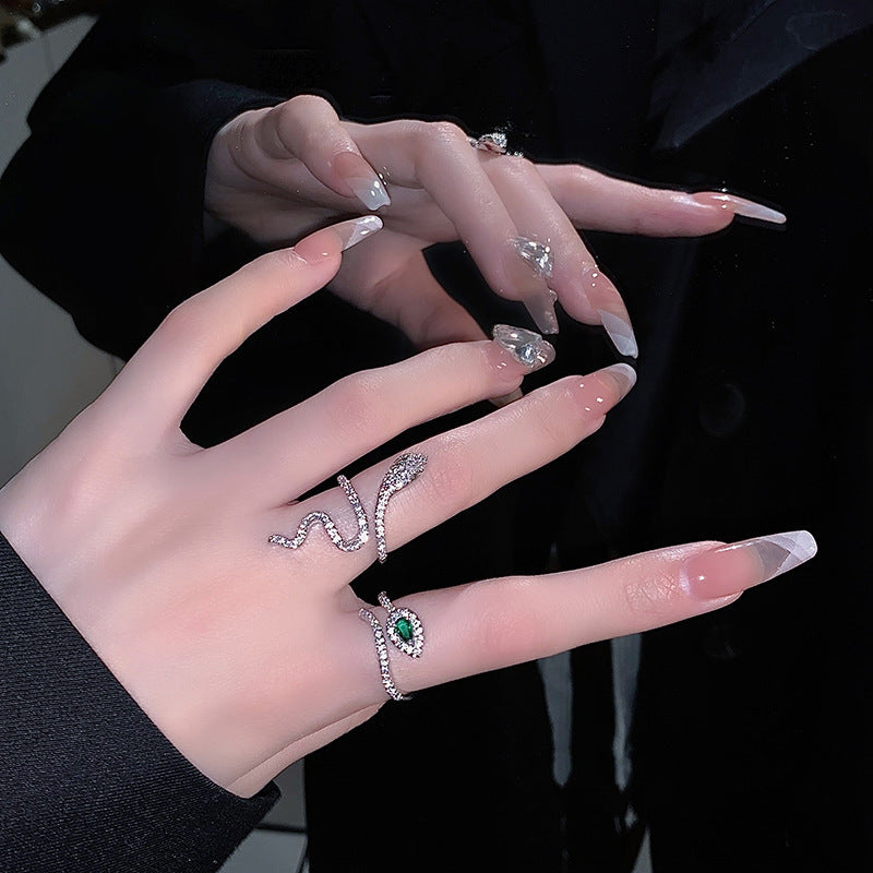 Snake Design Zirconia Open Ring for Women - Dark Minimalist Fashion Statement
