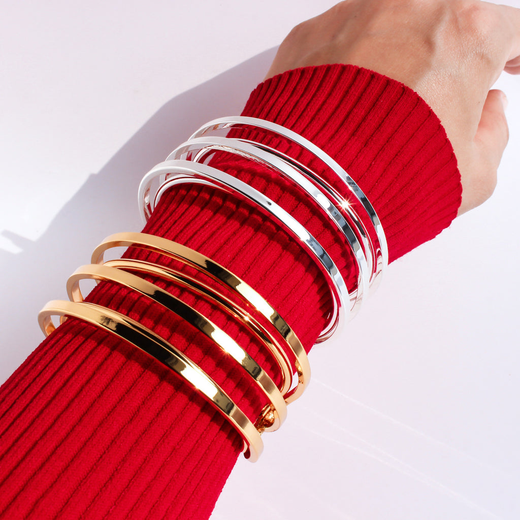 Copper Electroplate Gold Wide Geometric Statement Bracelet