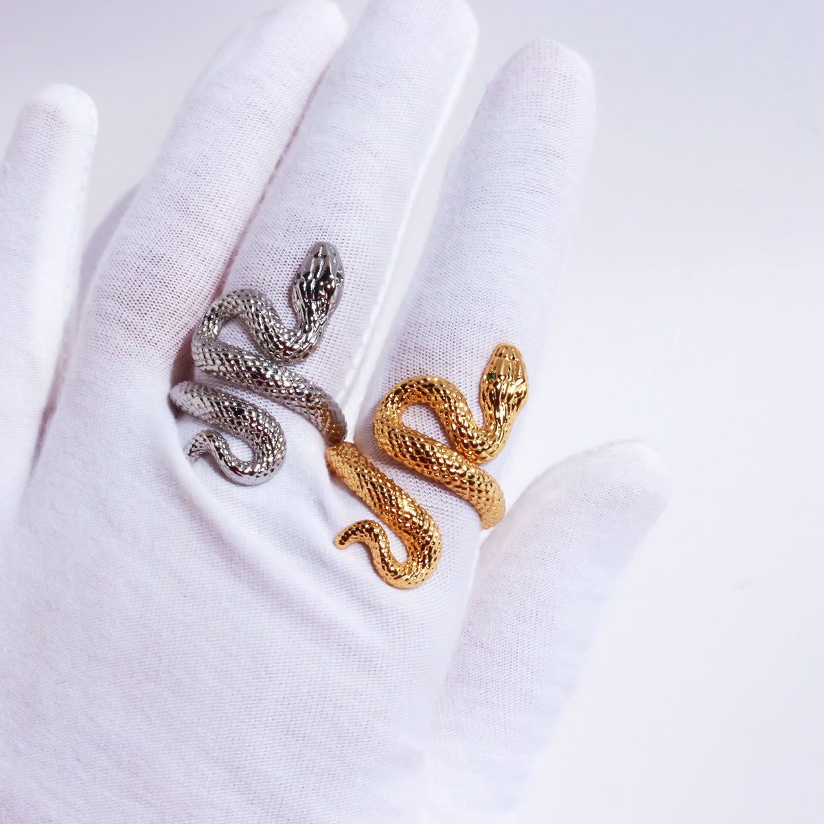 Bold Snake Design Adjustable Ring in Gold & Silver Colors