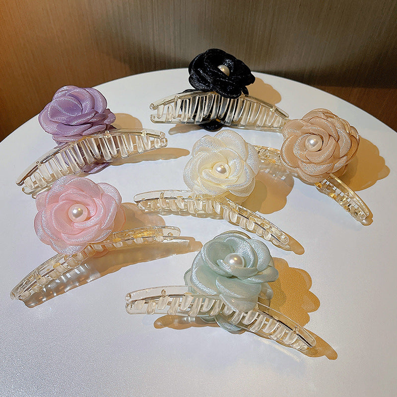 Acrylic Rose Flower Hair Claw Clip for Women - Large Elegant Hair Accessory