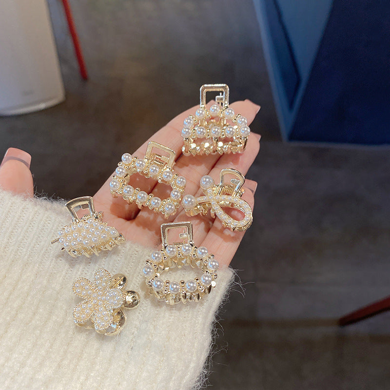 Elegant Pearl and Rhinestone Hair Clips for Women - Small Size High Ponytail and Side Hair Accessories