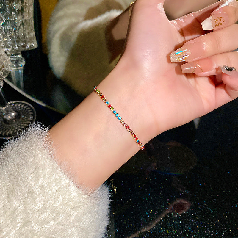 Geometric Zirconia Adjustable Bracelet for Women - Minimalist Gold-Tone Design