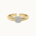 Geometric 925 Sterling Silver  Square Cushion Cluster Cubic Zirconia Open Adjustable Ring