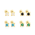 Mini Delicate Star Four Point Star Stone Setting 925 Sterling Silver Screw Back Cartilage Stud Earrings