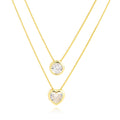 Cubic Zirconia Round and Heart-Shaped Beaded Pendants  925 Sterling Silver Necklace