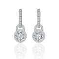 Moissanite Geometric Round Halo Drop Earrings  925 Sterling Silver Earring