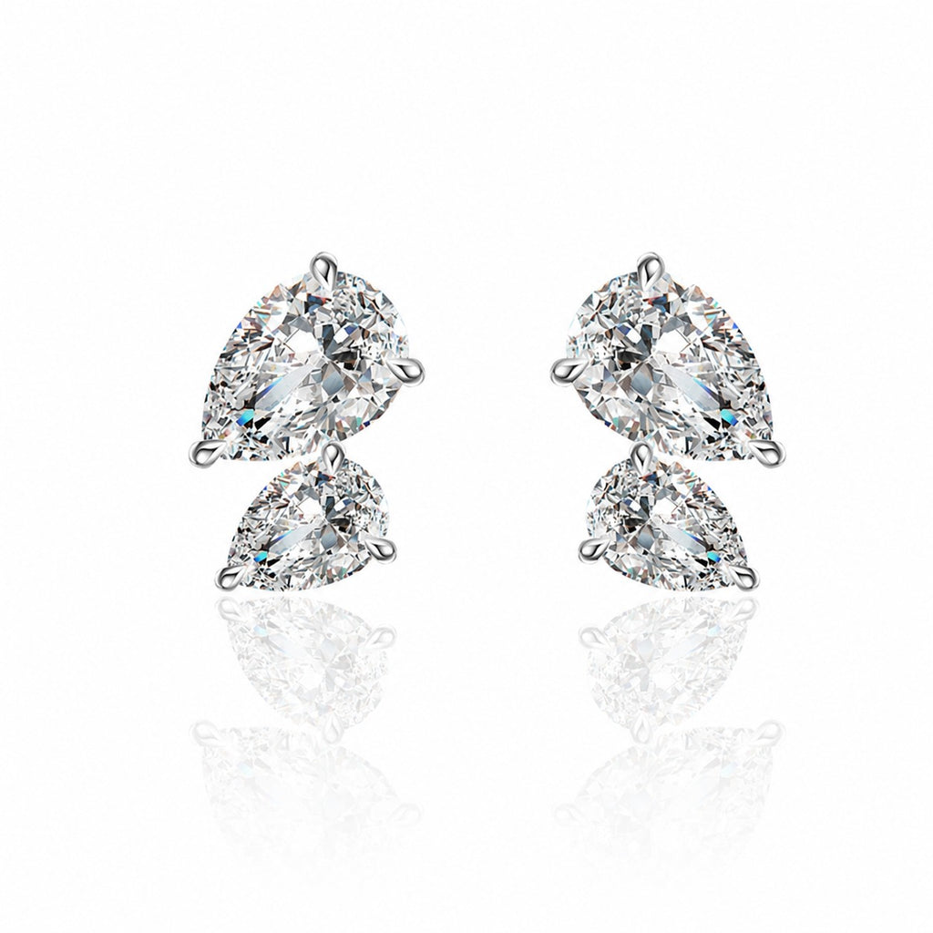 Mossanite Double Pear-Shaped 925 Sterling Silver Earrings