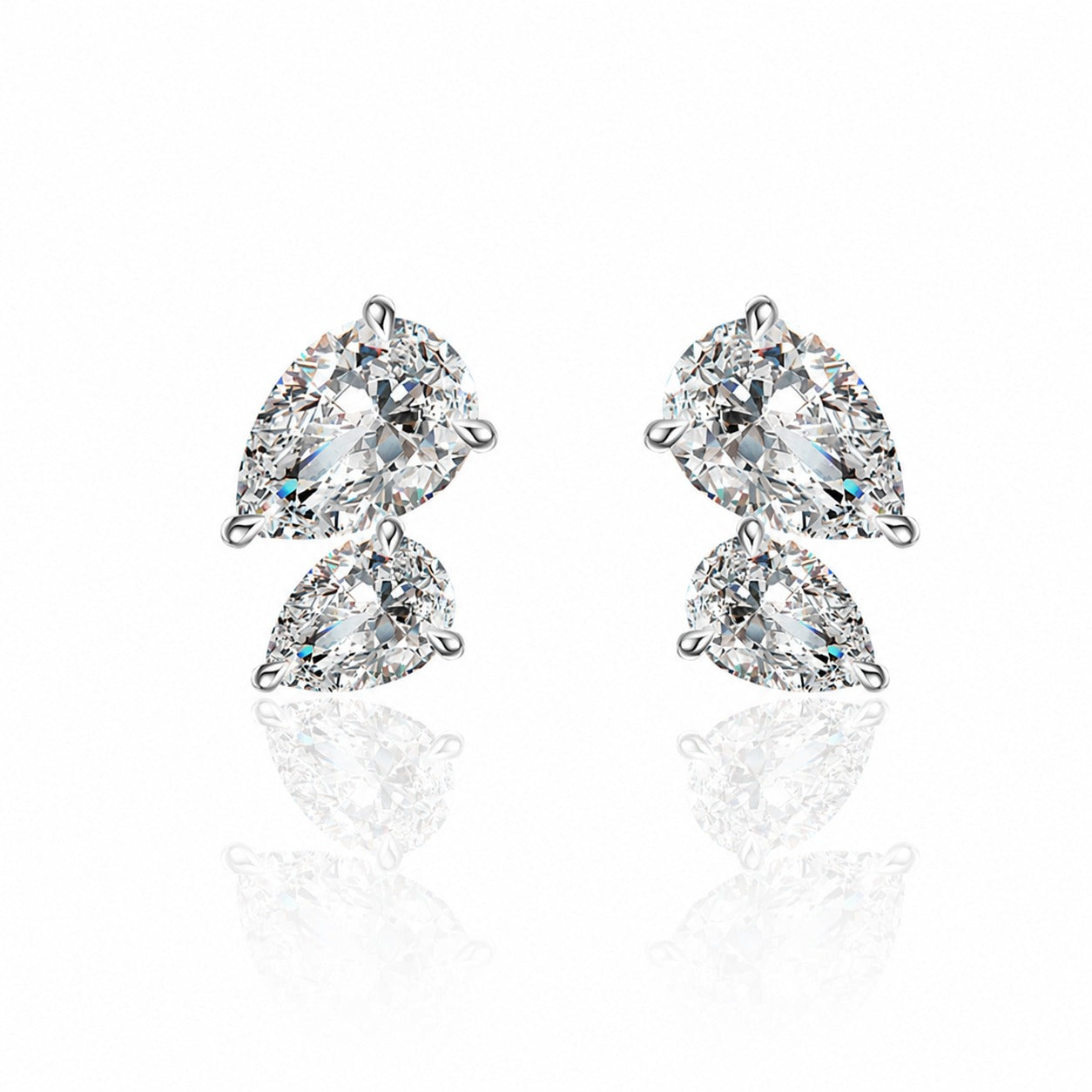 Mossanite Double Pear-Shaped 925 Sterling Silver Earrings