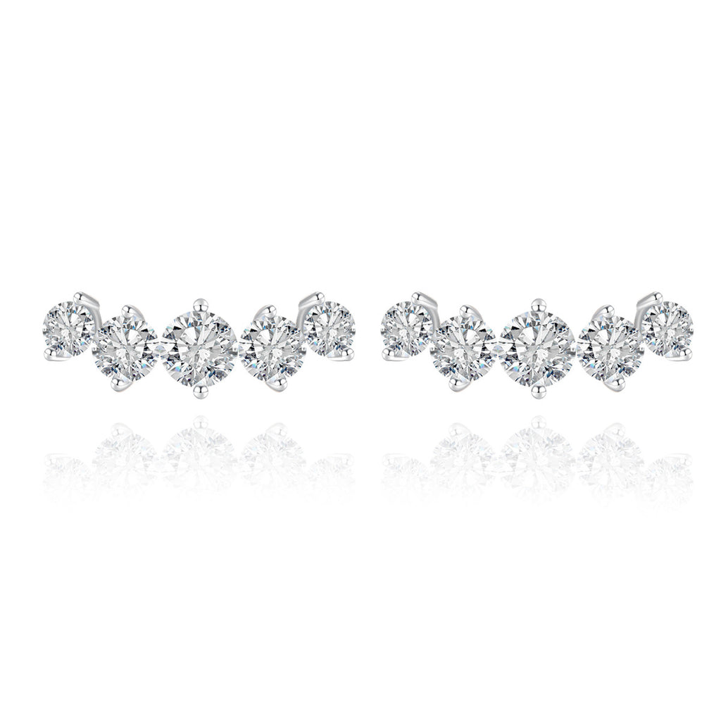 Five-Stone Set Affordable Luxury Versatile  925 Sterling Silver Earrings
