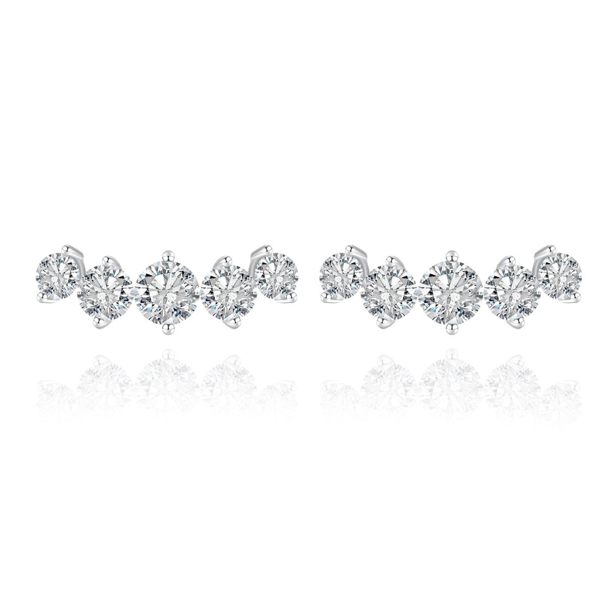 Five-Stone Set Affordable Luxury Versatile  925 Sterling Silver Earrings