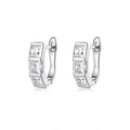 Mossanite Square Stone with Three Small Circles 925 Sterling Silver Earrings