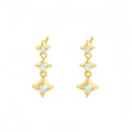 Elegant Geometric Triple Four Point Star Cubic Zirconia S925 Silver Drop Earrings