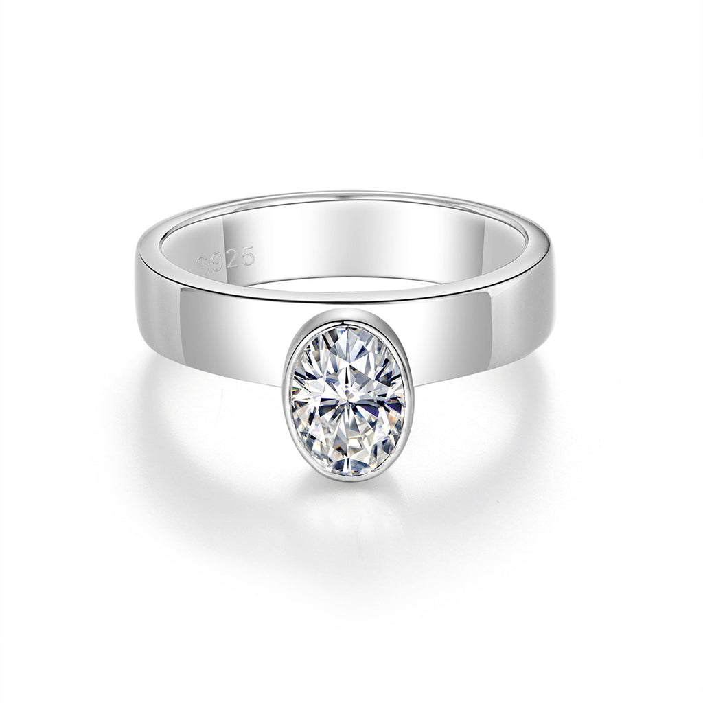 Oval Shaped  Shank  A Minimalist Design Moissanite 925 Silver Ring