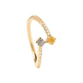 Cubic Zirconia Open Adjustable Ring 925 Sterling Silver Minimalist Pave Band Dual Round Stone Fashion Ring