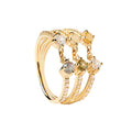 925 Sterling Silver Geometric Cubic Zirconia Multi Band Open Adjustable Ring