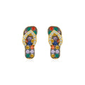Colorful Skateboard Style Cubic Zirconia Gold Plated 925 Sterling Silver Earrings