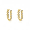 Geometric Shaped Cubic Zirconia And 925 Sterling Silver Huggie Hoop Earrings