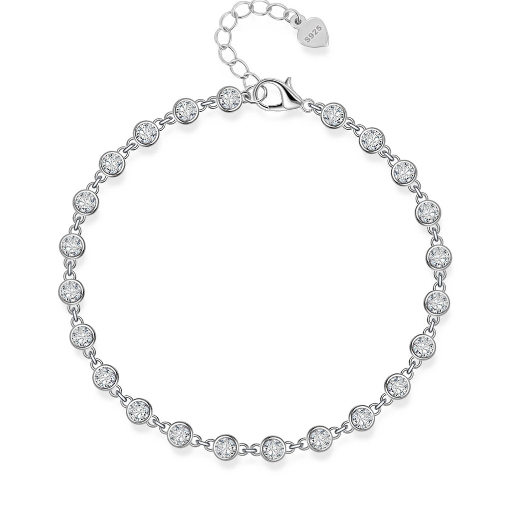 Luxury Bubble Chain Mocanite 925 Sterling Silver Bracelet