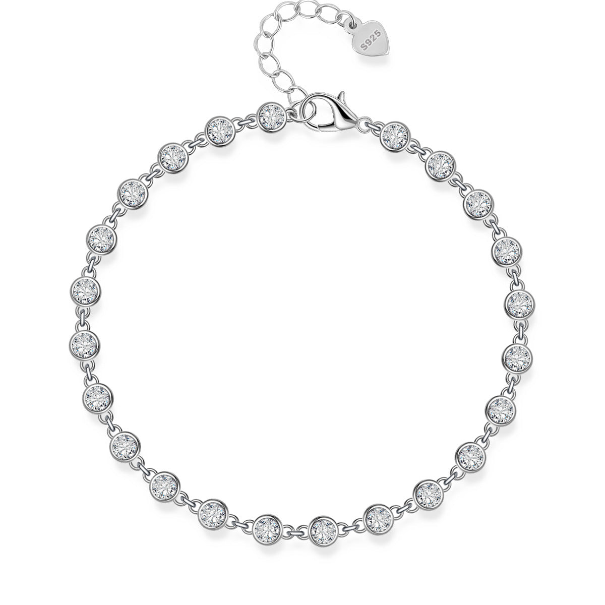 Luxury Bubble Chain Mocanite 925 Sterling Silver Bracelet