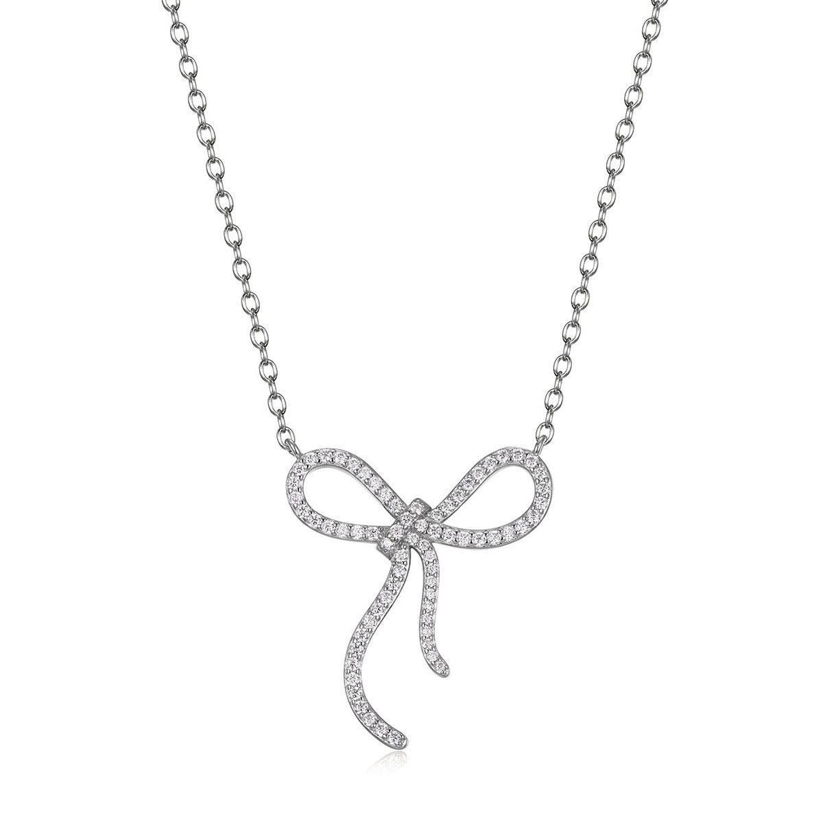 Mimosa Stone Ribbon Bow High Quality 925 Sterling Silver Necklace