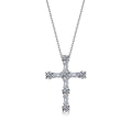 Religious Cross White Moissanite S925 Sterling Silver Pendant Necklace