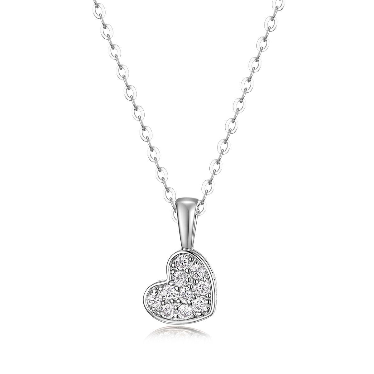 Heart Shape White Moissanite Pave Cluster 925 Sterling Silver Necklace