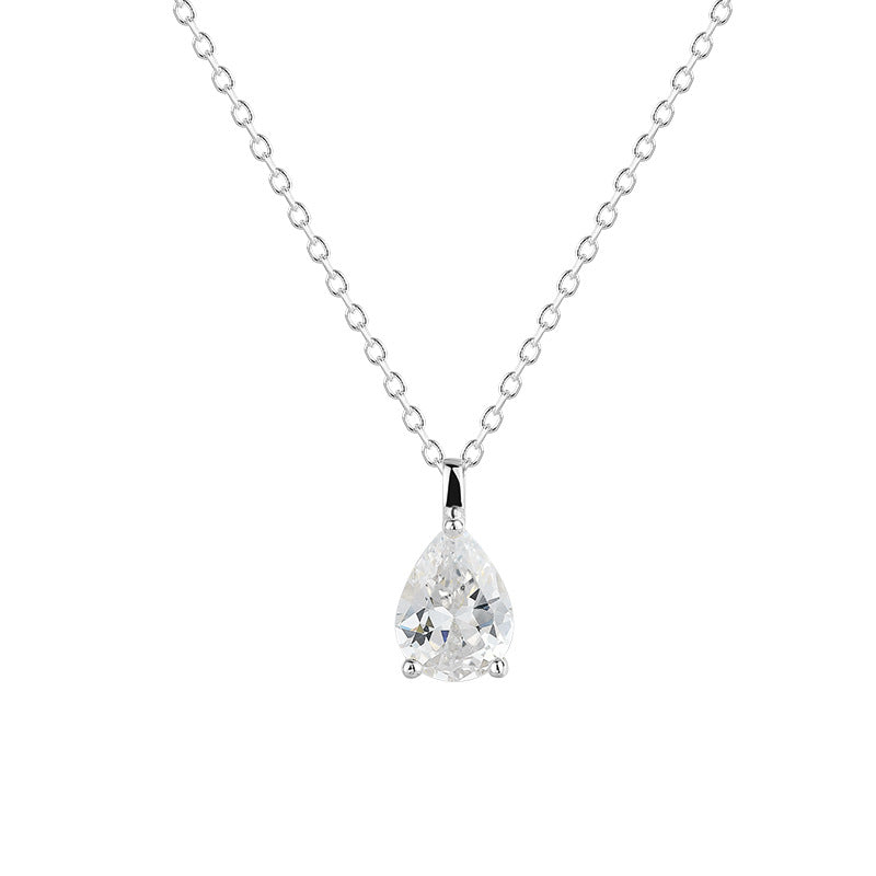 Teardrop Pear Shape Moissanite Necklace 925 Sterling Silver Pendant Necklace For Women 1 Carat 5mm * 8mm GRA Certified Light Luxury Daily Wear Elegant Modern Jewelry Gift