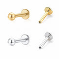 Minimalist Round Ball Flat Back Ear Stud 925 Sterling Silver Internal Thread Cartilage Piercing Earrings (Single)