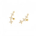Cubic Zirconia Four Leaf Clover 925 Sterling Silver Flower Climber Ear Studs