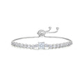 White Moissanite Geometric Princess Cut Square Center Stone Tennis Bracelet In S925 Sterling Silver Adjustable Slider Chain Bracelet Elegant Modern Fashion Jewelry Gift