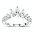 Minimalist Crown Wave Pear Moissanite 925 Sterling Silver Ring