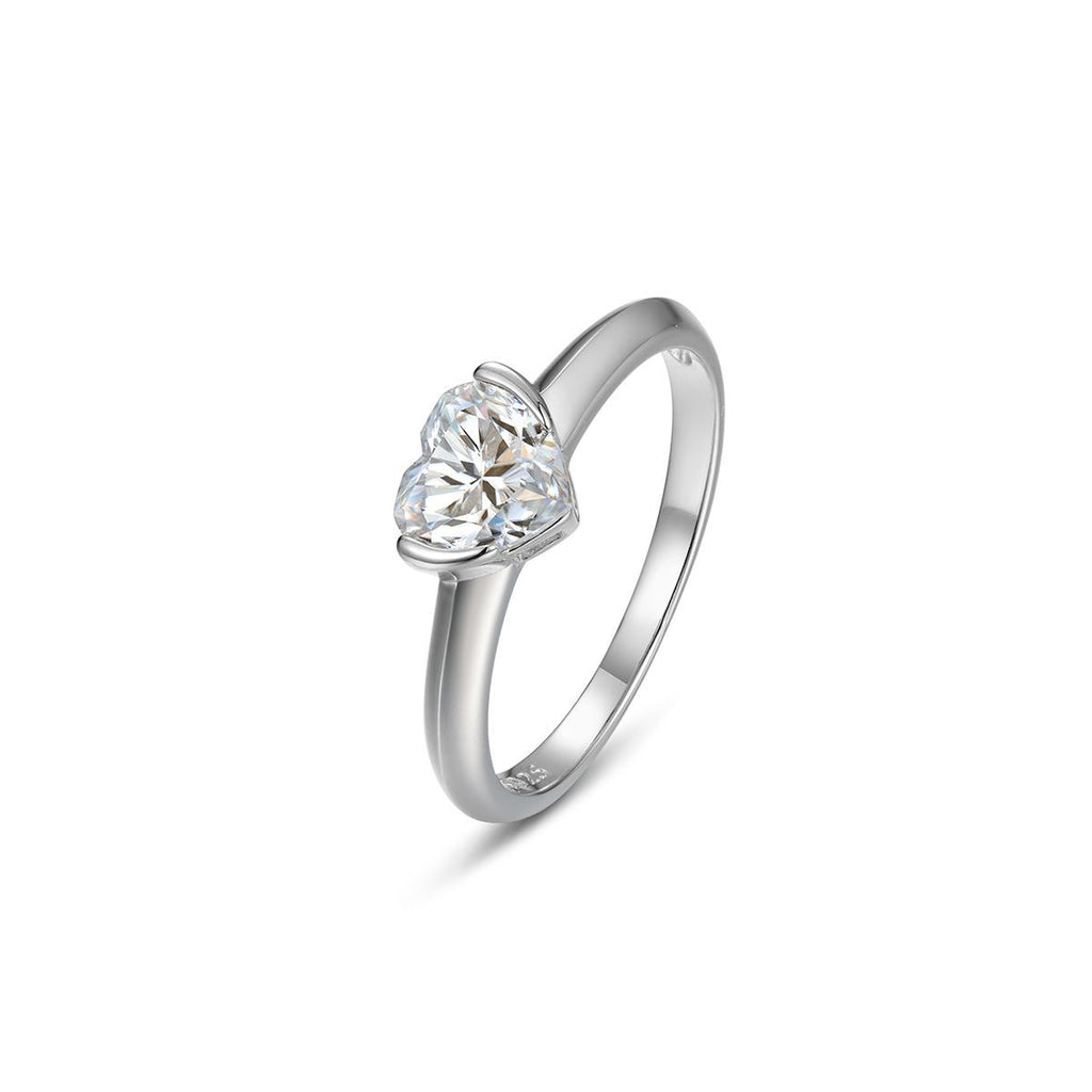 Heart Shape White Moissanite  925 Sterling Silver Ring