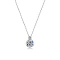 Double Round Bezel Set Moissanite 925 Sterling Silver Pendant Necklace